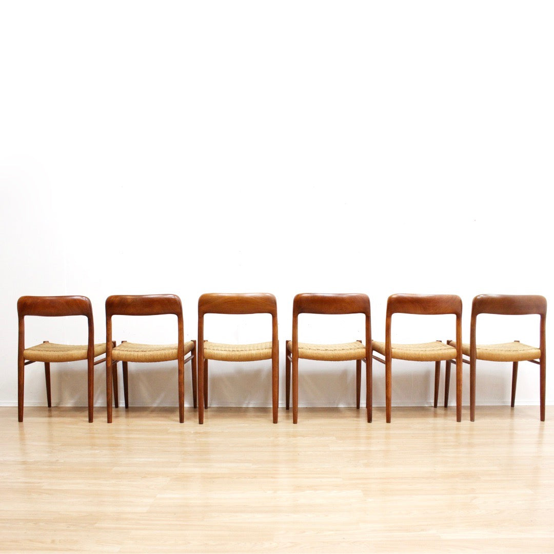 DANISH MODERN MODEL 75 DINING CHAIRS BY NIELS MOLLER