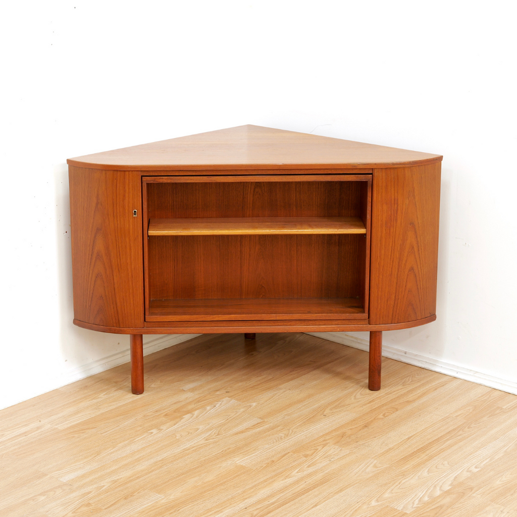 MID CENTURY TEAK REVOLVING CORNER BAR BY SIESTA