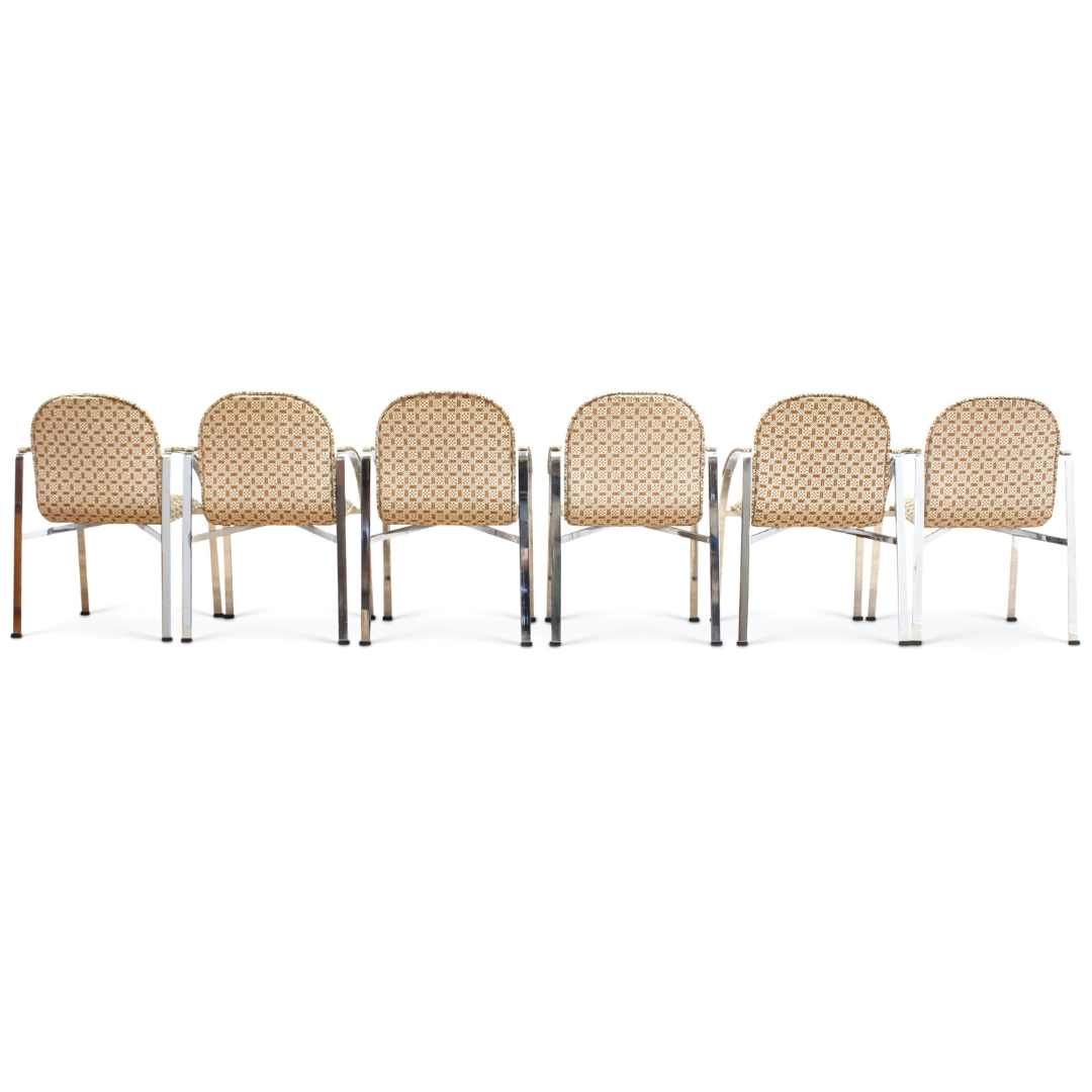 VINTAGE 1970S CHROME CHAIRS BY TIM BATES FOR PIEFF FURNITURE (X6)