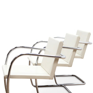 MIES VAN DER ROHE FOR KNOLL SET OF SIX LEATHER & CHROME CHAIRS