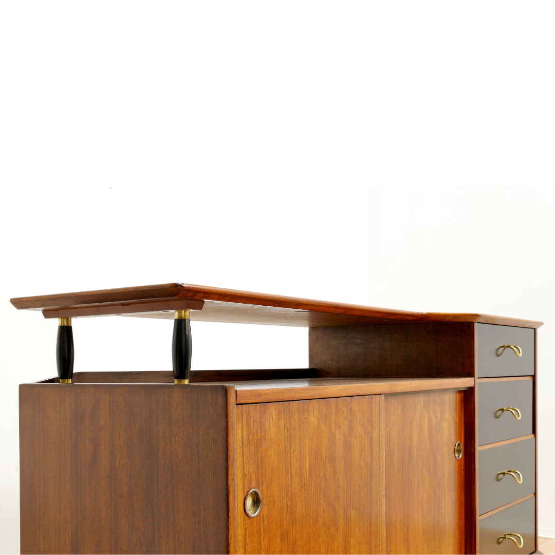 MID CENTURY TOLA & BLACK CREDENZA BY STONEHILL FURNITURE