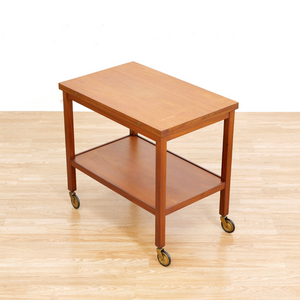 MID CENTURY TEAK FOLDING BAR CART