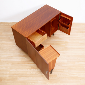 MID CENTURY TEAK FOLDING HOME OFFICE DESK