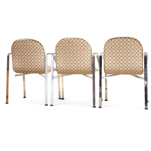 POST MODERN 1970S CHROME DINING CHAIRS BY RICHARD YOUNG FOR MERROW ASSOCIATES