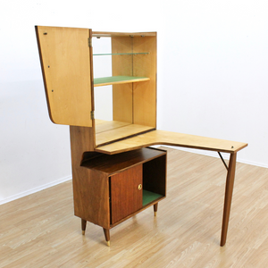 1950S ATOMIC DROP DOWN LIQUOR CABINET DRY BAR