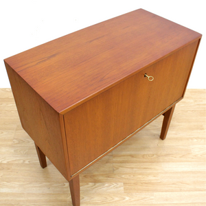 SMALL DANISH MODERN TEAK VINYL RECORD CABINET