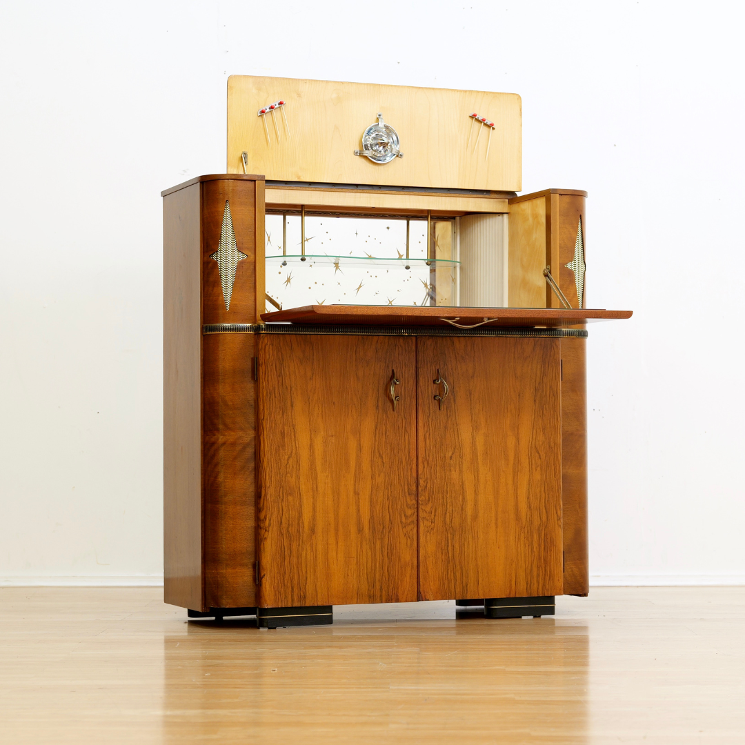 1950S ENGLISH DRY BAR LIQUOR CABINET BY VALIDITY OF LONDON