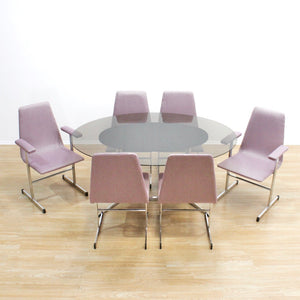 VINTAGE POST MODERN CHROME TABLE & CHAIRS BY TIM BATES FOR PIEFF FURNITURE