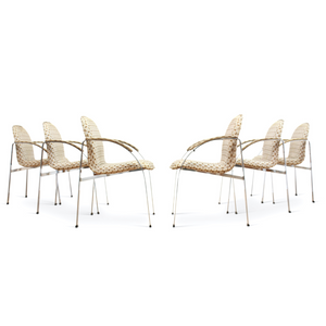 POST MODERN 1970S CHROME DINING CHAIRS BY RICHARD YOUNG FOR MERROW ASSOCIATES
