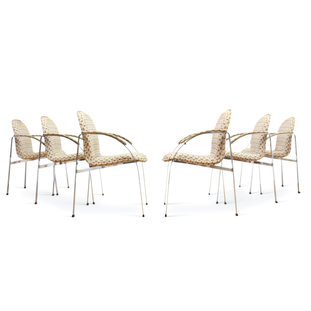 VINTAGE 1970S CHROME CHAIRS BY TIM BATES FOR PIEFF FURNITURE (X6)