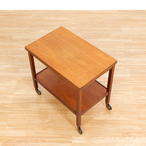 MID CENTURY TEAK FOLDING BAR CART