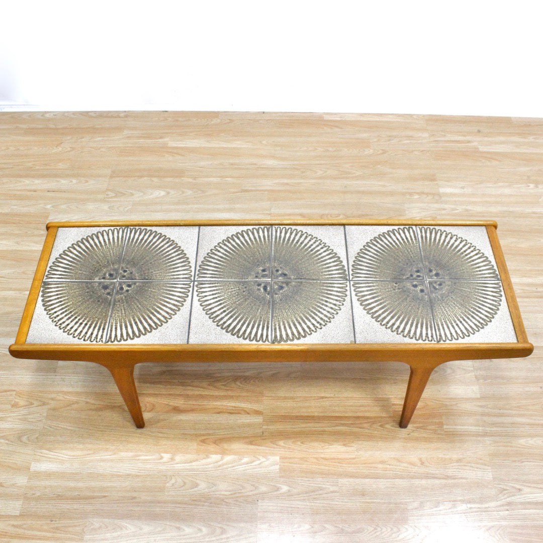 MID CENTURY TEAK & TILE COFFEE TABLE