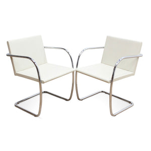 MIES VAN DER ROHE FOR KNOLL SET OF SIX LEATHER & CHROME CHAIRS