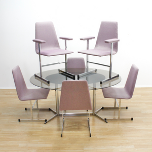 VINTAGE POST MODERN CHROME TABLE & CHAIRS BY TIM BATES FOR PIEFF FURNITURE