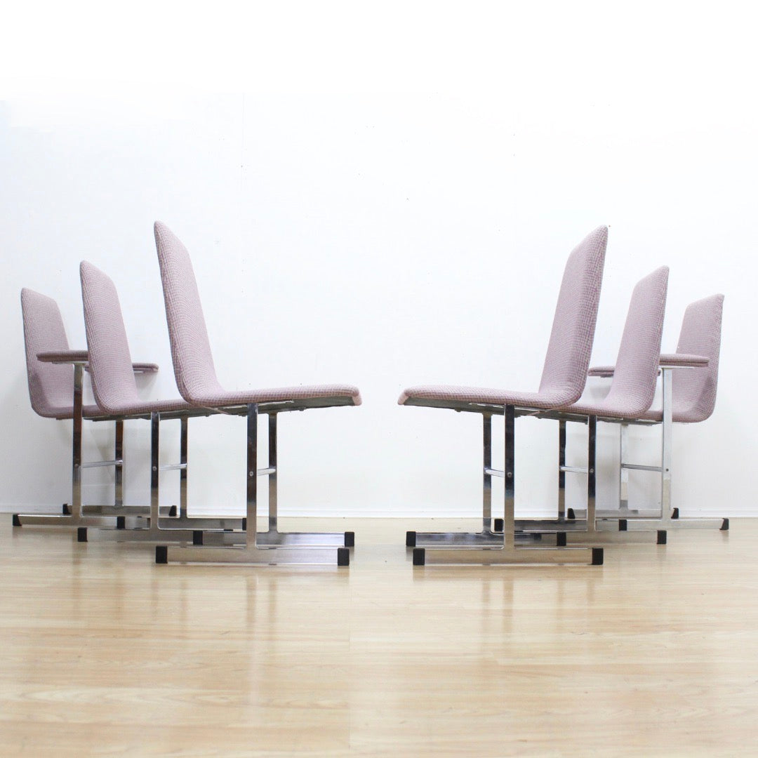 VINTAGE POST MODERN CHROME TABLE & CHAIRS BY TIM BATES FOR PIEFF FURNITURE