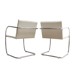 MIES VAN DER ROHE FOR KNOLL SET OF SIX LEATHER & CHROME CHAIRS