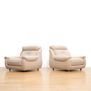 PAIR OF 1970S POST MODERN LOUNGE CHAIRS IN BOUCLE BY ENGLANDER