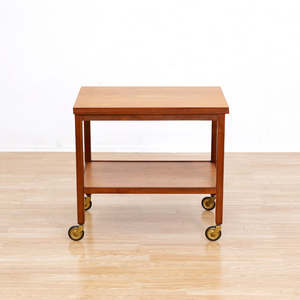 MID CENTURY TEAK FOLDING BAR CART