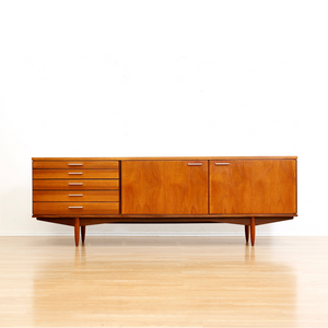 LONG MID CENTURY TEAK CREDENZA BY WHITE & NEWTON