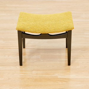 MID CENTURY ATOMIC VANITY STOOL IN EBONY & OCHRE