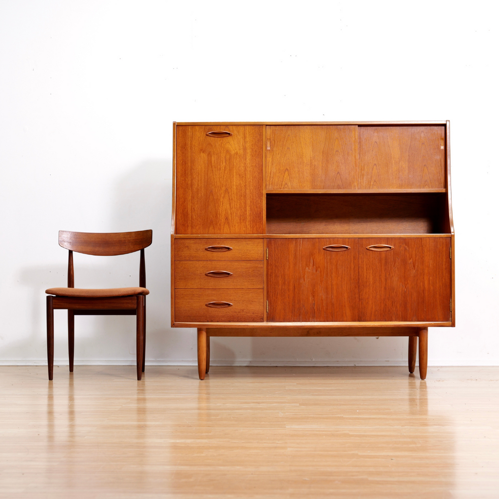 MID CENTURY TEAK TALL BUFFET CREDENZA BY JENTIQUE FURNITURE