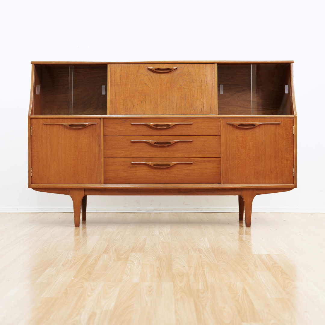 MID CENTURY TALL CREDENZA BUFFET BY JENTIQUE FURNITURE