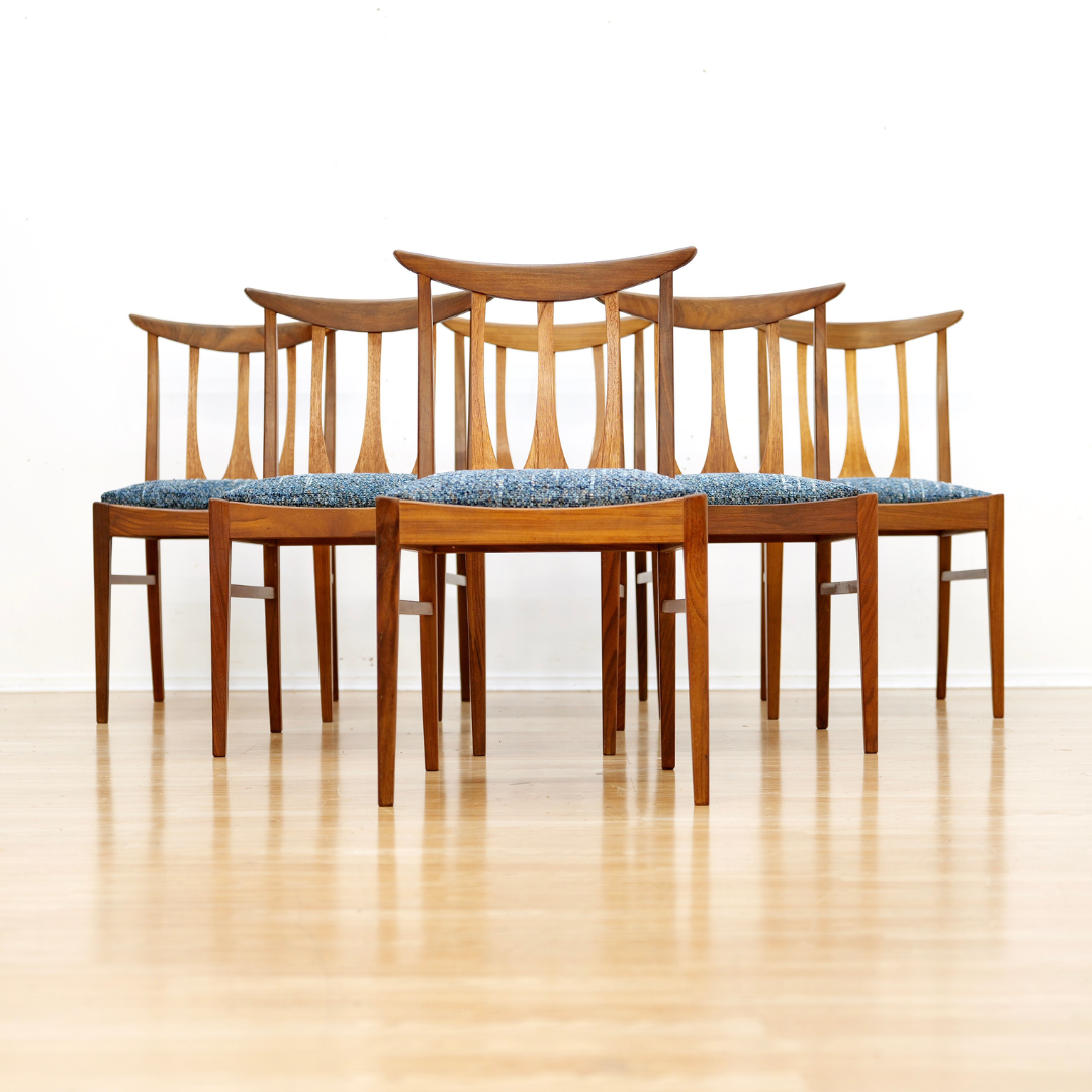 SET OF SIX MID CENTURY DINING CHAIRS BY G PLAN IN BLUE