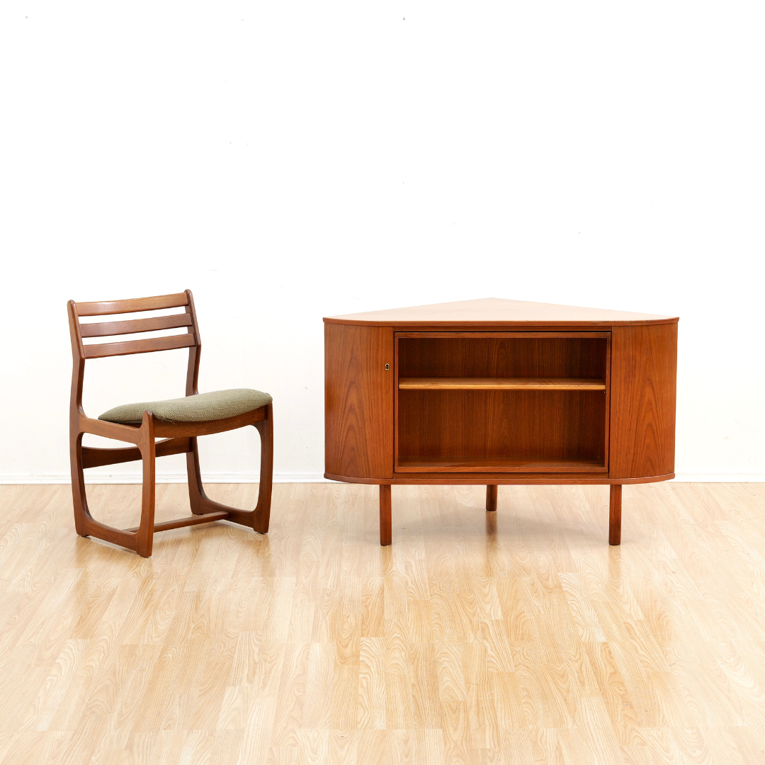 MID CENTURY TEAK REVOLVING CORNER BAR BY SIESTA