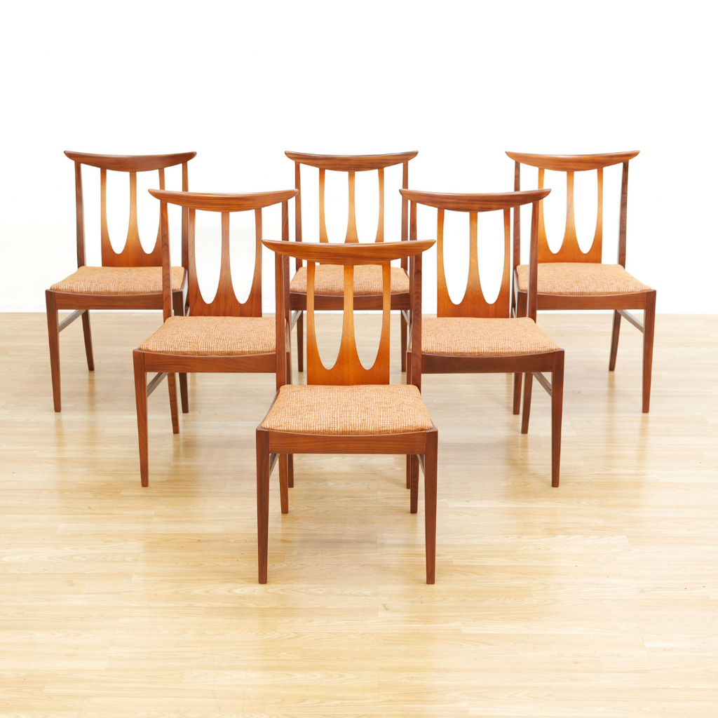 SET OF SIX MID CENTURY DINING CHAIRS BY G PLAN IN ORANGE