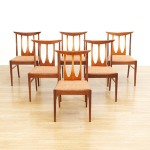 SET OF SIX MID CENTURY DINING CHAIRS BY G PLAN IN ORANGE