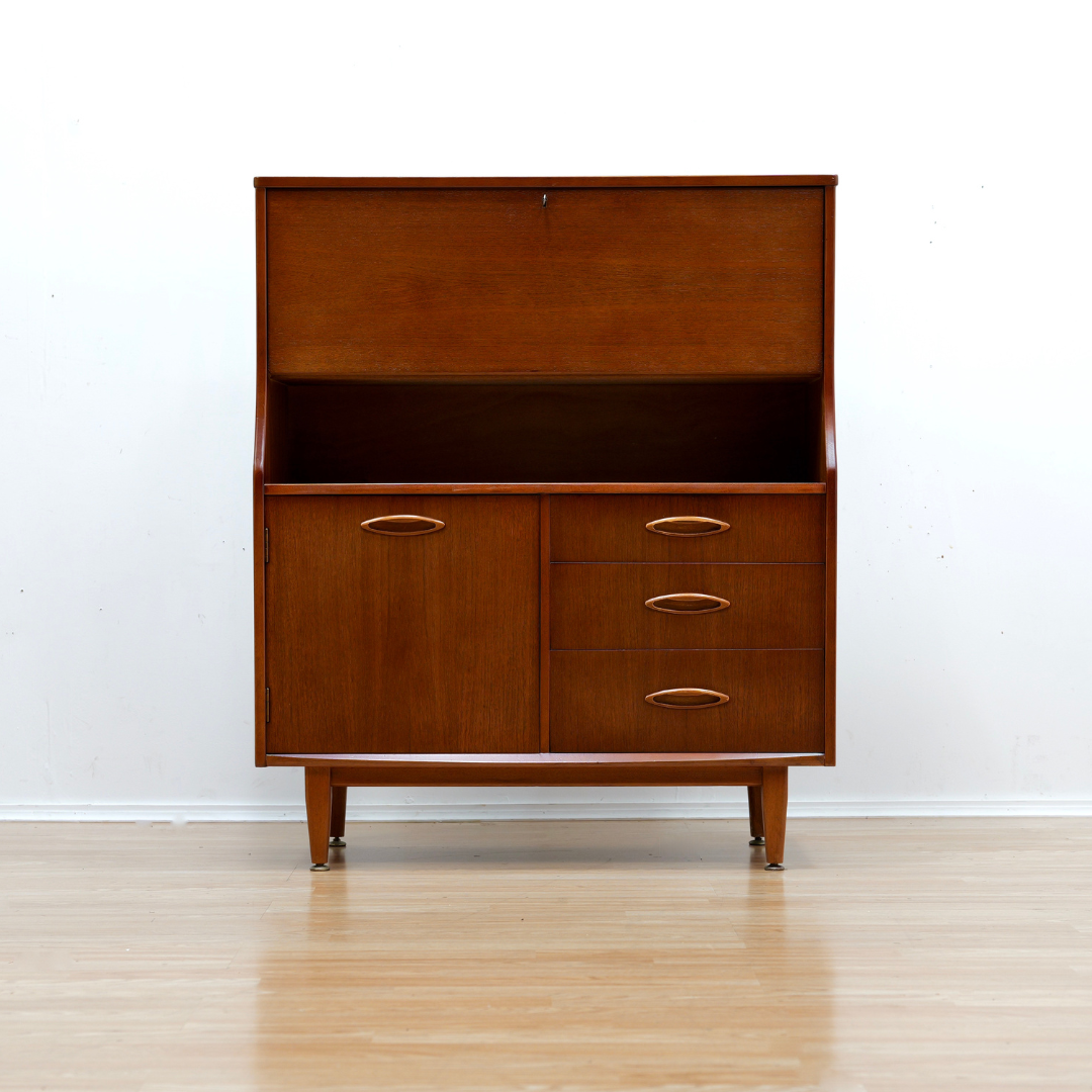 MID CENTURY TEAK STANDING SECRETARY DESK BY JENTIQUE