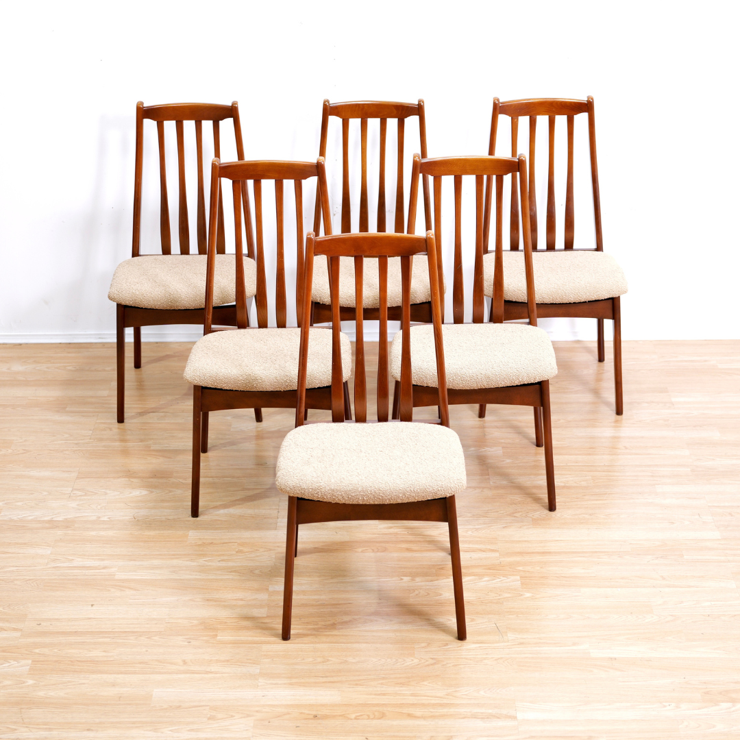 SET OF SIX MID CENTURY DINING CHAIRS BY ELLIOTS OF NEWBURY