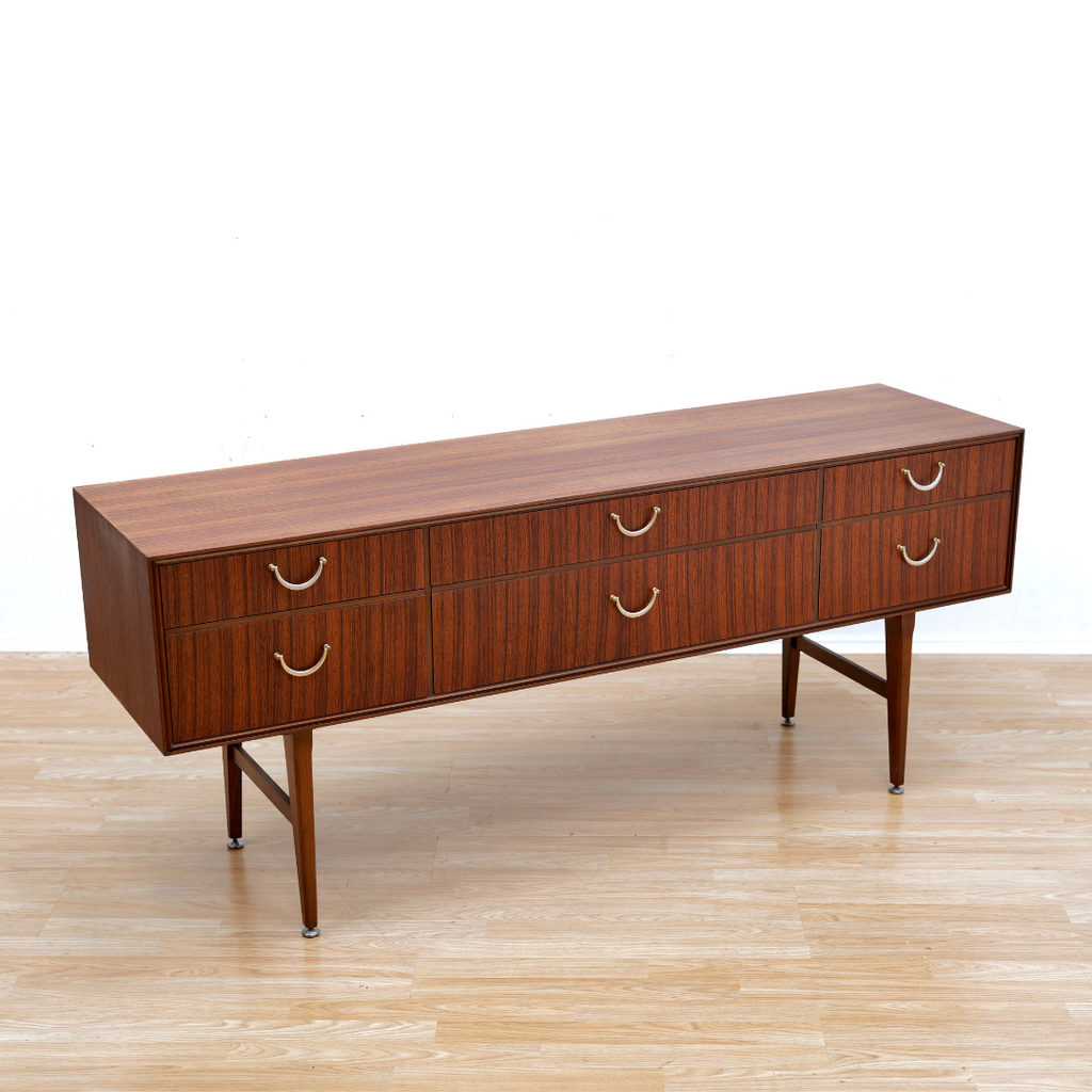 Mid Century Six Drawer Dresser Console by Meredew of Letchworth
