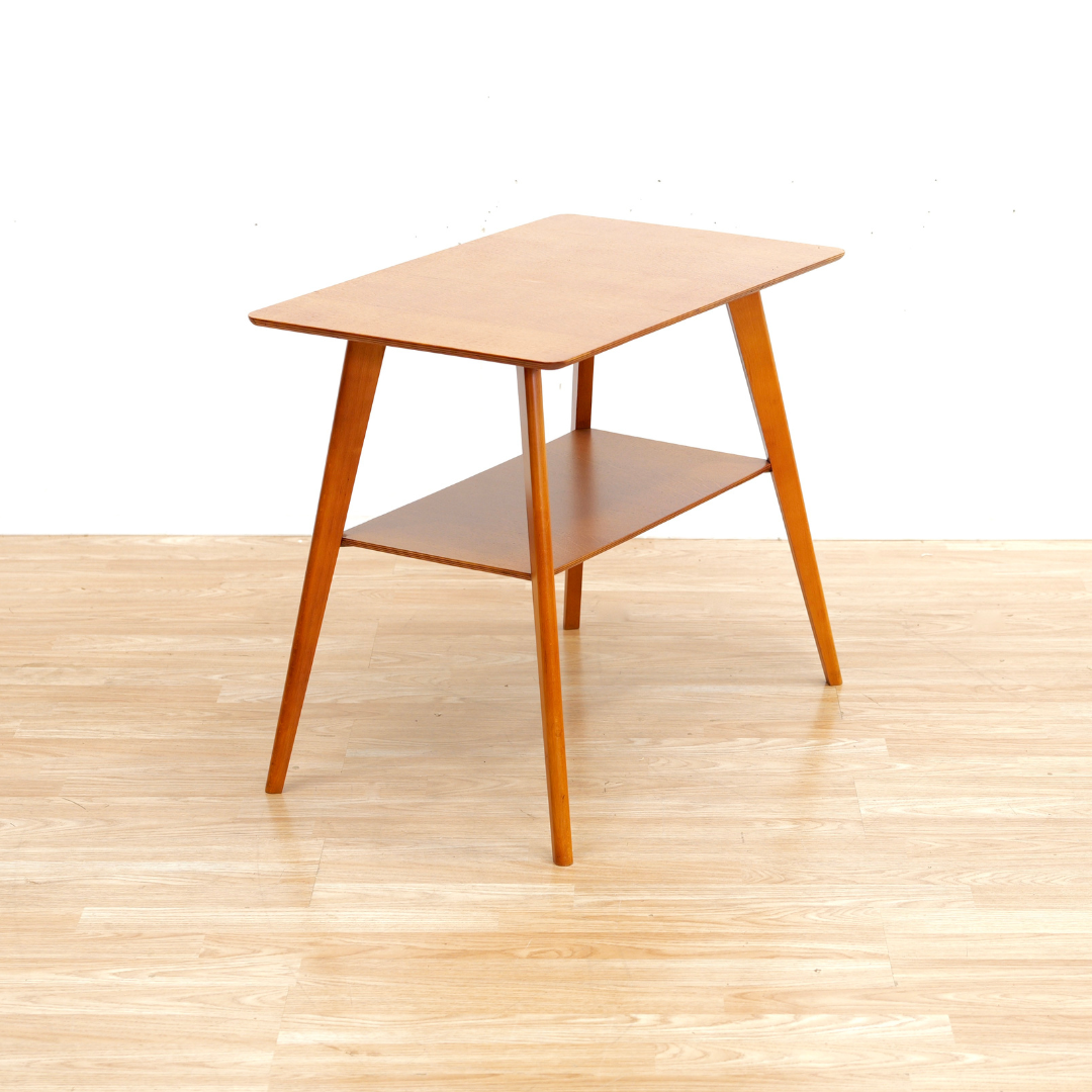 MID CENTURY LIGHT OAK SIDE TABLE