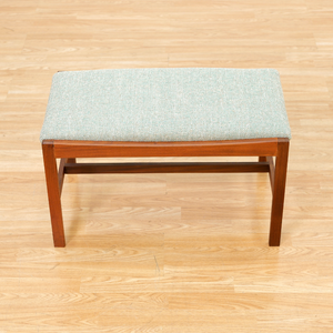 WIDE TEAK MID CENTURY VANITY STOOL