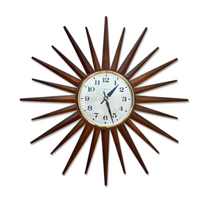 MID CENTURY STARBURST WALL CLOCK BY EUROSTYLE