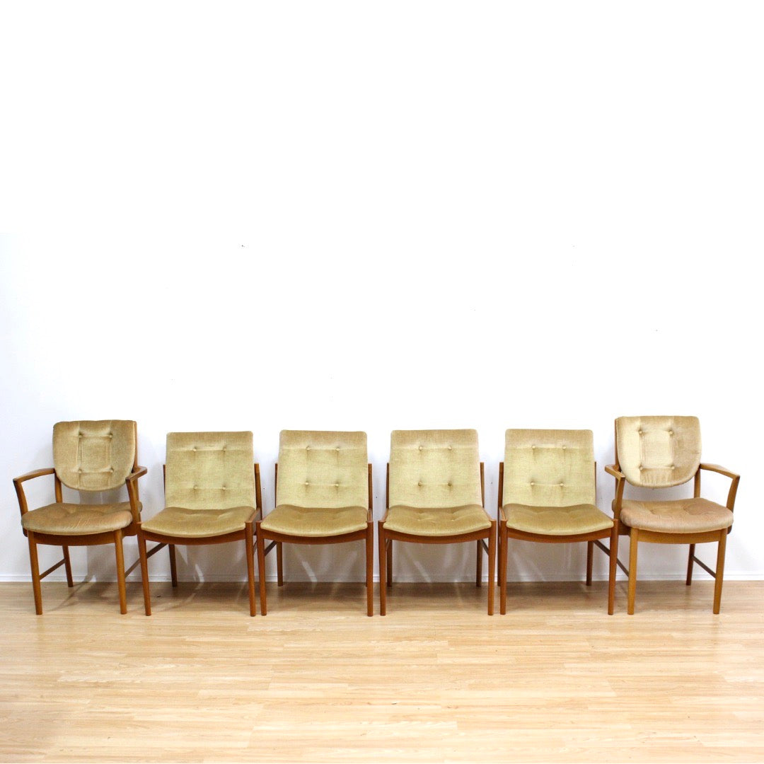 MID CENTURY DINING CHAIRS BY MCINTOSH FURNITURE SET OF SIX