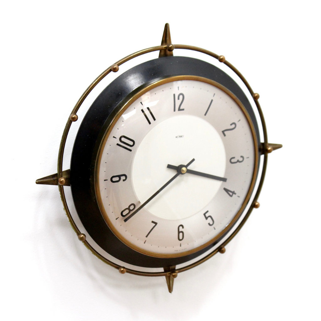 VINTAGE 1960S COMPASS WALL CLOCK BY METAMEC