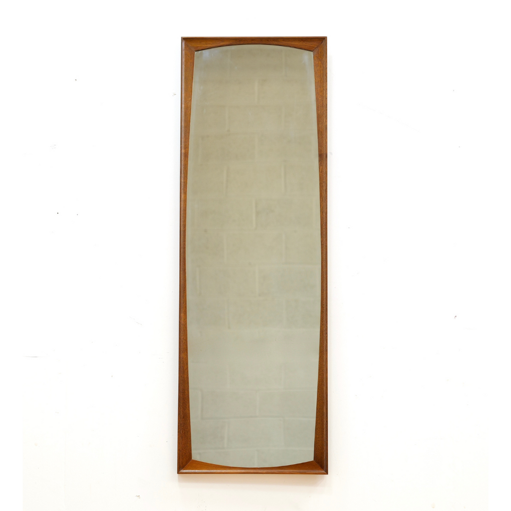 MID CENTURY 1960S CURVED TEAK WALL MIRROR