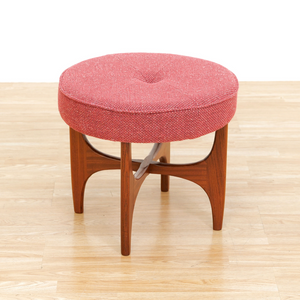 MID CENTURY ASTRO VANITY STOOL BY G PLAN IN TEAK & RED