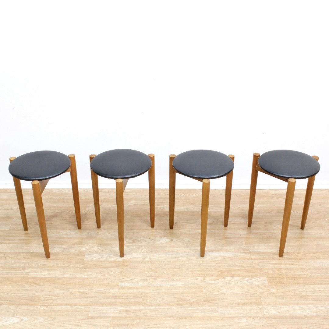 SET OF FOUR MID CENTURY STOOLS BY LEGATE FURNITURE OF SCOTLAND