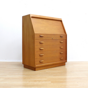 DANISH MODERN TEAK SECRETARY DESK BY BENT MØLLER JØRGENSEN FOR DYRLUND FURNITURE