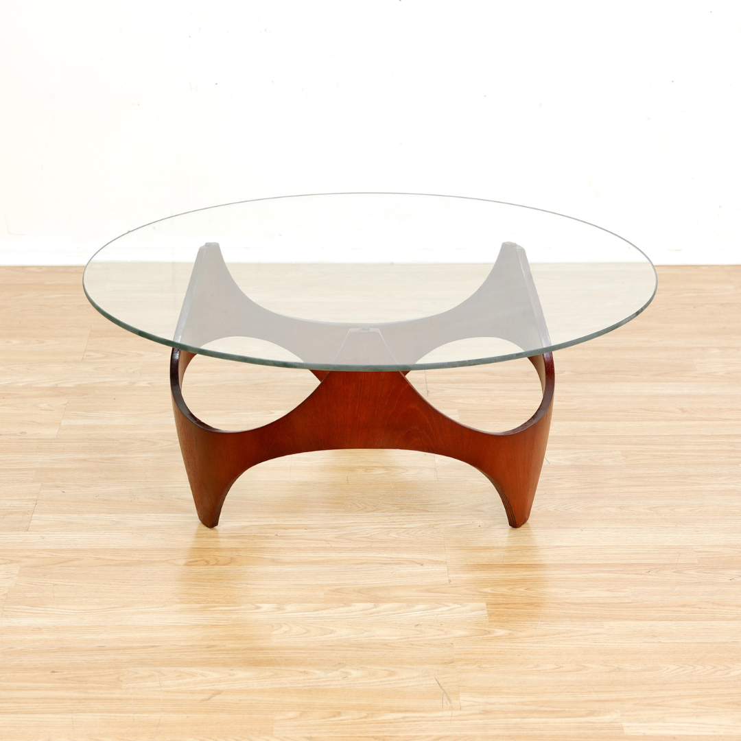 MID CENTURY ROUND COFFEE TABLE BY HENRY P GLASS