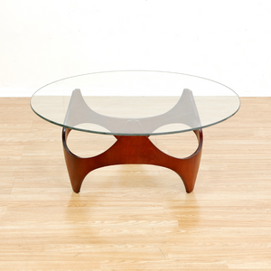 MID CENTURY ROUND COFFEE TABLE BY HENRY P GLASS