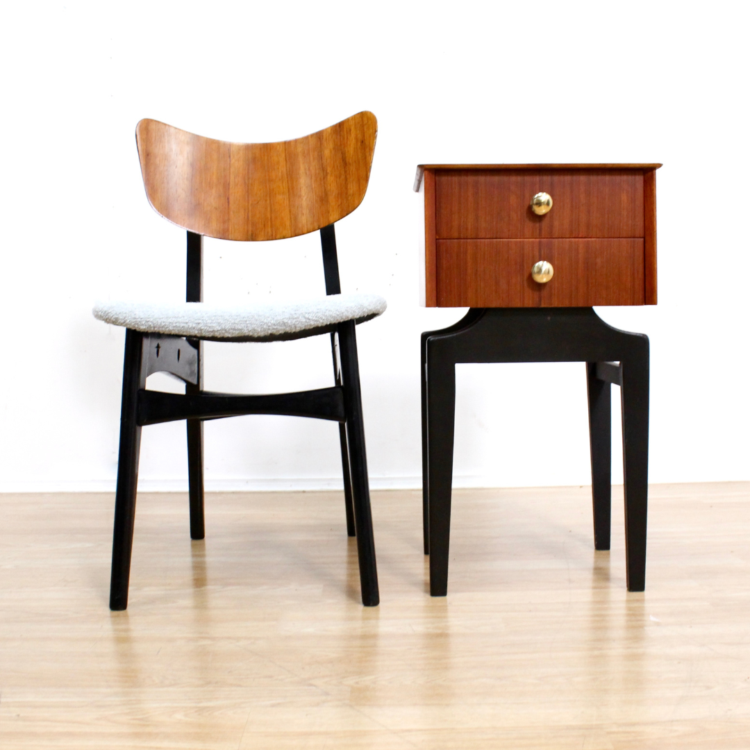 Vintage 1960s Nightstand in Tola & Black