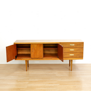 MID CENTURY WALNUT LIQUOR CABINET CREDENZA BY BEAUTILITY FURNITURE