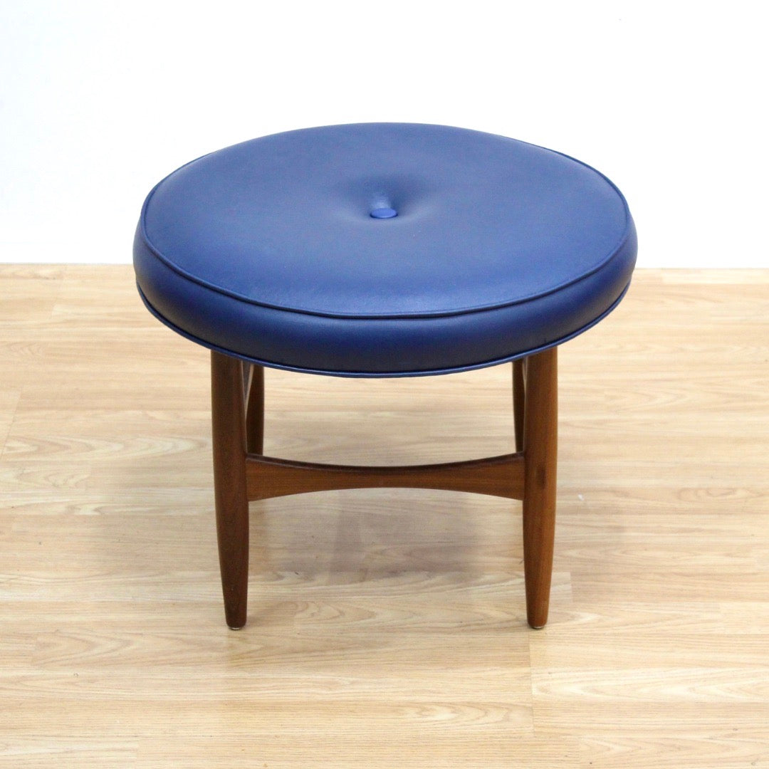 MID CENTURY VANITY STOOL BY KOFOD LARSEN FOR G PLAN IN BLUE