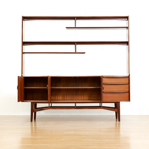 MID CENTURY DANISH TEAK ROOM DIVIDER CREDENZA BOOKCASE