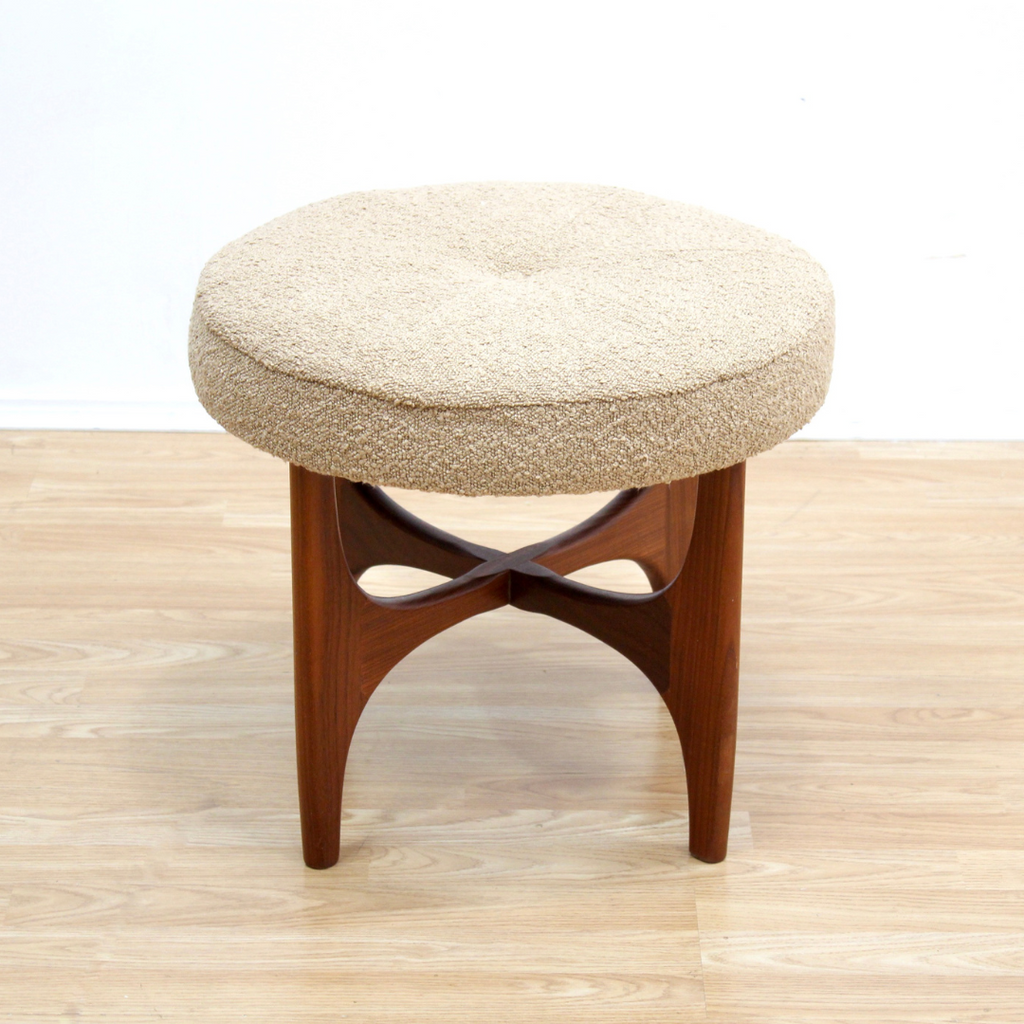 MID CENTURY VANITY STOOL BY G PLAN IN BISCUIT BOUCLE