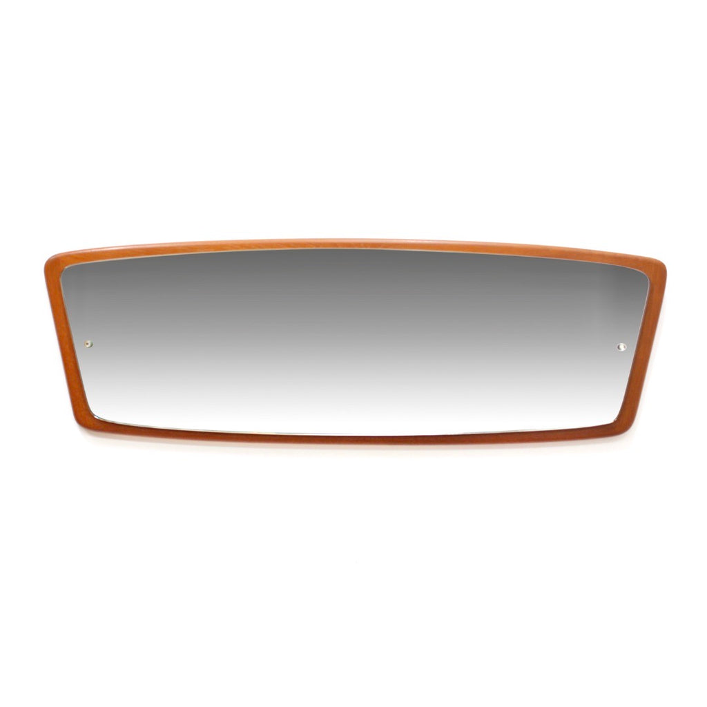 MID CENTURY TEAK CURVED LANDSCAPE MIRROR